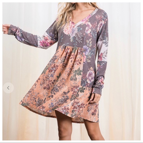 Boho chic floral print tunic dress - Picture 4 of 4
